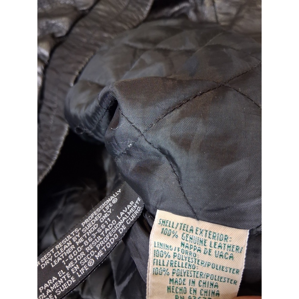 St Johns Bay Mens Jacket 2XL Black Leather Bomber Motorcycle Y2K VTG Classic - Picture 7 of 10